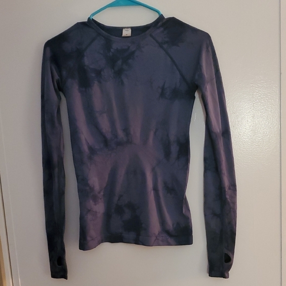Zella Tops - Zella Dark Blue Tie-Dye Long Sleeve Yoga Shirt Spandax